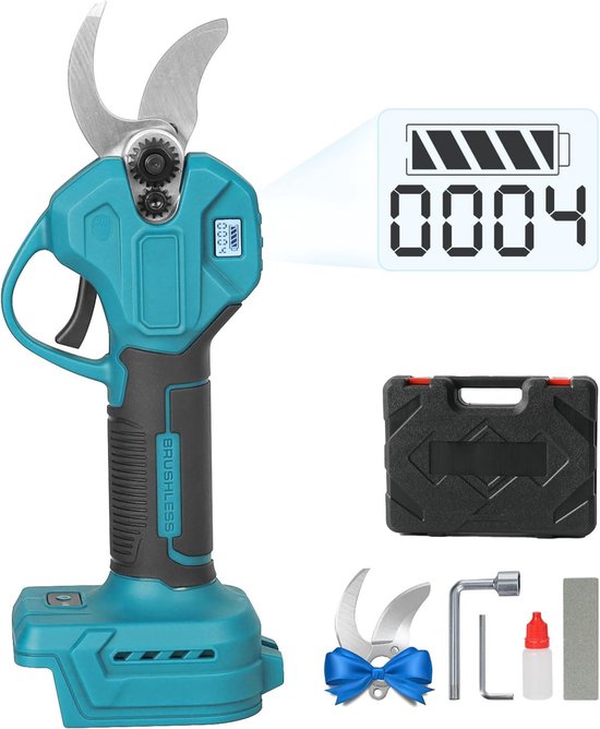 Snoeischaar Compatibel Met Makita 18V, Professionele Draadloze Takkenschaar, 30mm, Borstelloos, LCD-Display, SK5-Koolstofstaal Lemmet, Zonder Accu