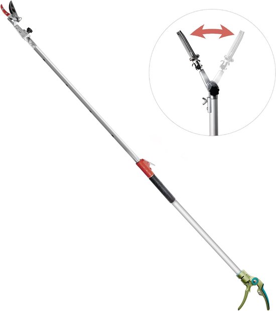 Snoeischaar - Heggenschaar - Tuingereedschap - Boomtak Snijder - Lang Bereik - Lichtgewicht en Sterk - Boom en Fruitplukker - Aluminium Handvat - voor Tuinieren - 111.7 x 11.7 x 2 cm - Zilver van Merkloos	