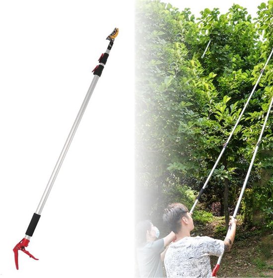 Snoeischaar Lange Steel - Tuinschaar Telescoop - Takken Snoeien - Snij en Houd Functie - 3 meter - Zilver