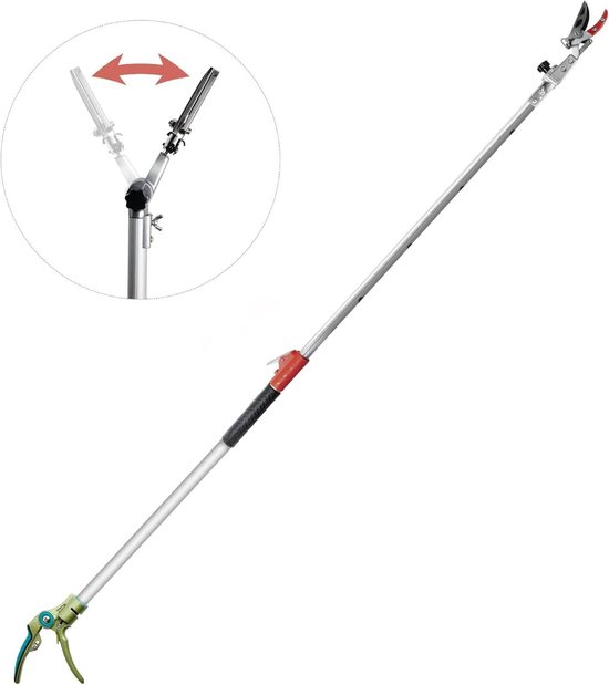 Snoeischaar met lang bereik en telescopische handgreep - Lichtgewicht en sterk met roterende bladkop voor fruitplukken (367-545 FT) van Merkloos	