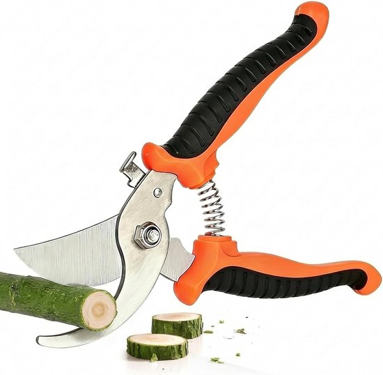 Snoeischaar – Premium tuinschaar voor rozenstruiken – 7,5 inch tuinschaar die moeiteloos takken tot 0,6 inch doorknipt – Met roestvrijstalen bladen, softgrip en eenhandige vergrendeling – Tuinknipper voor struiken van Merkloos	