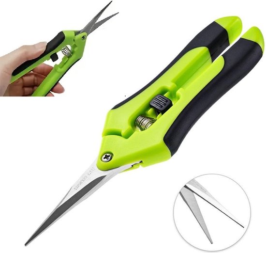 Snoeischaar Recht I Tuin Gereedschap I Tuinieren I I Anti Slip Grip I Met Springveer I Bloemenschaar I Fruitschaar I RVS I Groen van Merkloos	