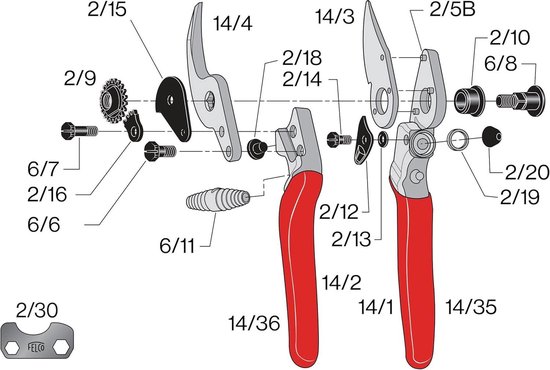 Snoeischaar Rood - Model 14 met Ergonomisch Handvat van Felco