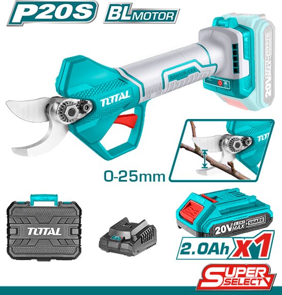 Snoeischaar - Takkenschaar - Lithium ion 2,0ah 20V - 0-25mm snijdiameter - Inclusief 1x accu, 1x lader, 1x slijpsteen & opbergkoffer van VONROC