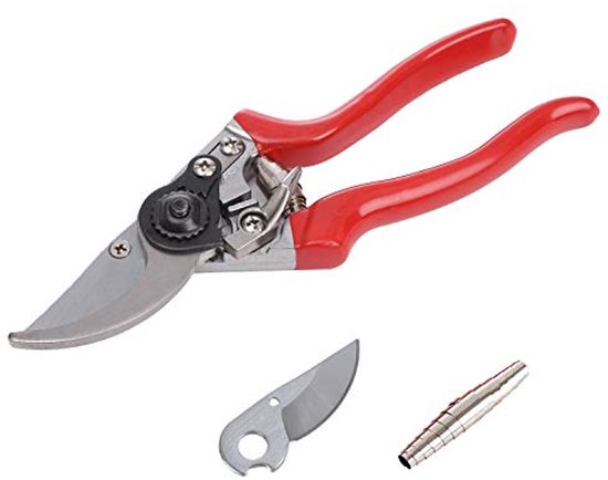 Snoeischaar voor dikke takken en hard hout - Extra veer en mes - 215 mm lang, 15 mm snijcapaciteit van Merkloos	