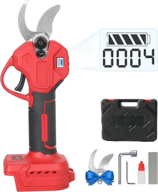 Snoeischaar voor Milwaukee M18, 300 W borstelloze motor, snijdiameter 30 mm, accu-snoeischaar, draadloze tuinsnijder voor het snoeien van struiken, bomen (rood voor Milwaukee)