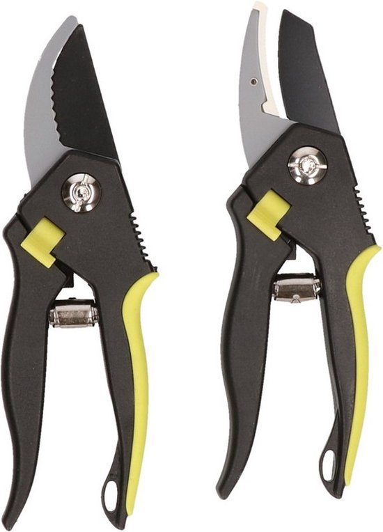 Snoeischaren - 2x st - geel - 20 cm - tuingereedschap heggenscharen - bomen en planten snoeien van Merkloos	