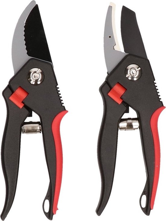 Snoeischaren - 2x st - rood - 20 cm - tuingereedschap heggenscharen - bomen en planten snoeien van Merkloos	