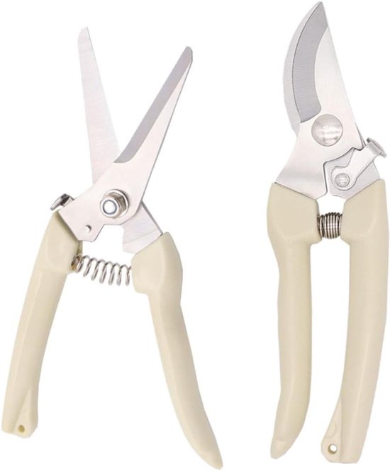 Snoeischaren Set - Tuinschaar Snoeigereedschap - Tuinonderhoud - Antislip Handgrepen - 19.5 cm - Beige