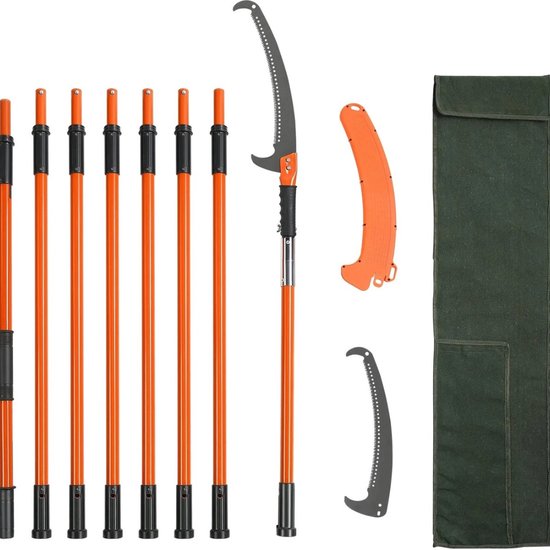 Snoeizaag - Telescopische Snoeizaag - Telescopische Heggenschaar - Boomsnoeier - Handzaag - Stokzaag - Handstokzaag - Tuingereedschap - Voor Snoeiwerkzaamheden - Verstelbaar In Hoogte 2,24m tot 8,24m- Oranje van Merkloos	