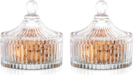Snoeppotten Met Deksels - Vintage Glazen Potten 650Ml - Grote Opslagpotten Voor Snoep - Chocolade - Bonen - Koekjes - Suiker Voor Verjaardagscadeau - Kerst - Feest - Bruiloft - Keuken