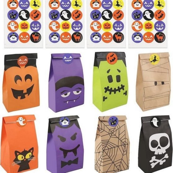 Snoepzak Halloween met Stickerset - Papieren Traktaties en Decoratie voor Kinderen van JOYIN