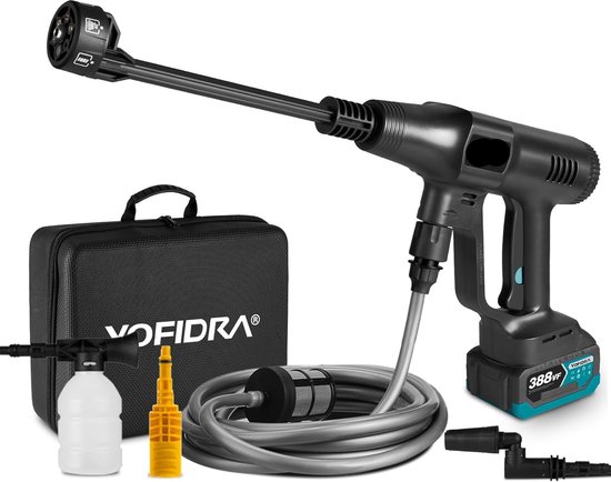 Snoerloze Hogedrukspuit - 6-in-1 - 200 BAR - Krachtige Reiniging - Borstelloze Hogedrukreiniger voor Auto's - Watersproeipistool - 2 Accu - Pistool - Elektrische Tuinwas van MaxxHome