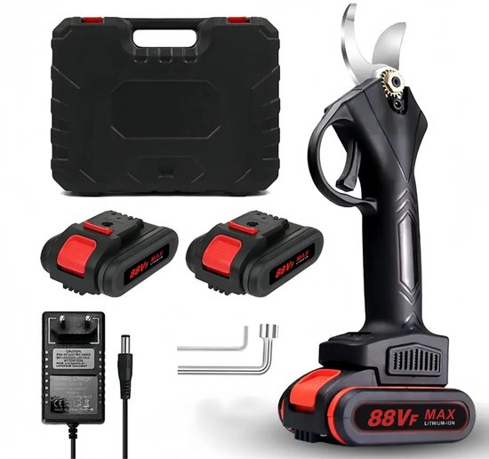 Snoerloze tuinschaar, 21 volt snoerloze elektrische tuinschaar, 30 mm snijdiameter, krachtig bonsai snoeien, takkenschaar, 2 batterijen - Zwart van Garden Tools
