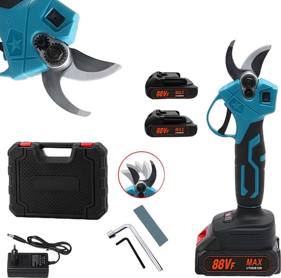 Snoerloze tuinschaar, elektrische tuinschaar, snijdiameter 0-30 mm, geavanceerd digitaal display, met 2 oplaadbare batterijen, 21 V tuinschaar, snoeischaar van DeWalt