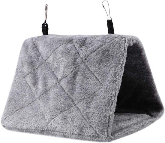 Snuggle Hut Soft Pluche Hangmat - Hangende Kooitent voor Vogels - Parrot Winter Warm Bed Pet Toy(S-Grijs) van Mopoin