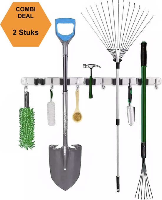 SODEAL Luxe Bezemhouder - Opbergsysteem - Bezem ophangsysteem - Ophanghaken - Tuingereedschap - Gereedschap opbergen - Zwart van SODEAL