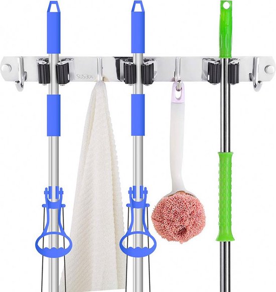 SODEAL Luxe Wandhouder - Steelklem - Bezem Ophangsysteem - Bezemhouder Opbergsysteem voor Gereedschap - Gereedschapshouder Ophangsysteem van SODEAL