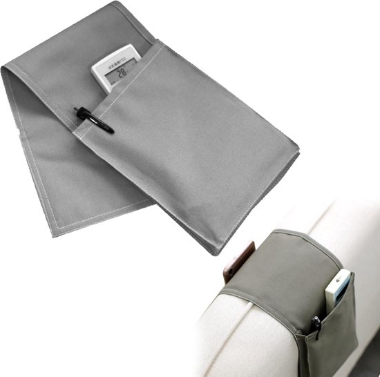 Sofa Organiser - Bag Organizer - TV Remote Control Holder - Opbergzak voor Sofa - Stoel - Bed - Armleuningen - Mobiele Telefoon - Remote Control - Potlood (Lichtgrijs) van Merkloos	