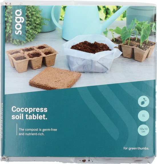 SOGO Cocopress tablet 1 liter, 10x10cm van Merkloos	