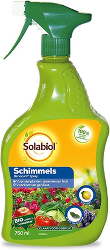 Solabiol Benecura Spray - 750 ml - Schimmel Bestrijdingsmiddel - Voor Sierplanten, Groenten en Fruit - Voorkomt en Geneest - Schimmelspoor Bestrijding