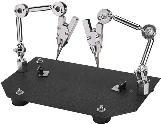 Soldeerhulp, derde hand soldeergereedschap metaal hulp laswerk clip soldeerhulp soldeerstation met 2 flexibele armen en klemmen voor het repareren van sieraden, kunststof van Velleman