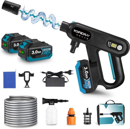 Solidchoice - Draadloze Hogedrukreiniger met 2 Batterijen en 5m Slang