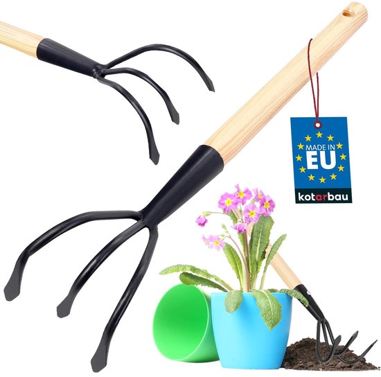 Solidchoice - Handcultivator met 3 Tanden en Houten Handvat, 41 cm