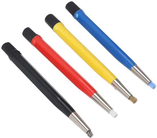 Solidchoice- Krabborstel Set - 4 Stuks - Verstelbare Borstels - Nylon/Koper/Staal/Fiberglas - Roestverwijdering - Schoonmaken van Sieraden - Schoonmaakborstel