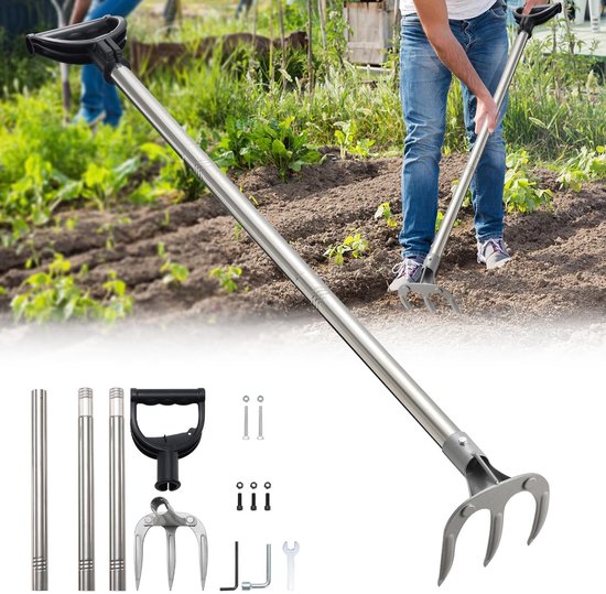 Solidchoice - Professionele Tuinhark met Verstelbare Steel en 3 Tanden