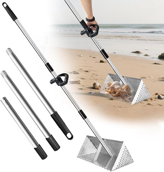 Solidchoice - RVS Zandhark met Verwijderbare Handgreep, 140 cm