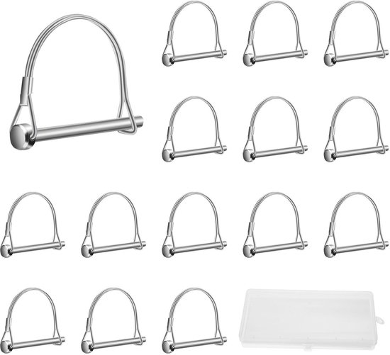 Solidchoice - Set van 15 Vouwbare D-vormige Vergrendelingspennen voor Tuin en Trailers