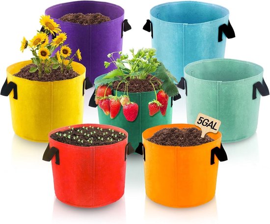 Solidchoice - Set van 7 Plant Groeiende Zakken van 15 Gallon