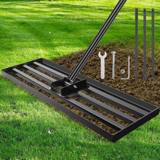 Solidchoice - Tuinhark 41 x 25 cm - Robuuste Hark met Verstelbare Handgreep