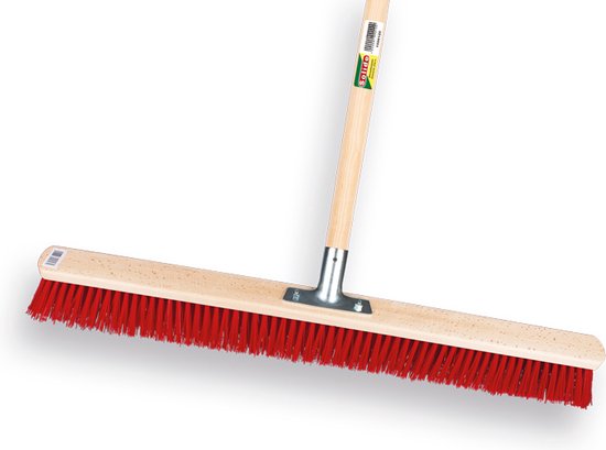 SOLIDE stalbezem rood 80 cm PPN met stokhouder en steel van Solide