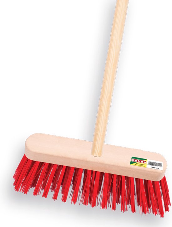 SOLIDE Straatbezem 29 cm rood PPN met steel van Solide