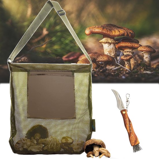SolidKeus - Draagbare Paddenstoelen Verzameltas met Mes en Borstel