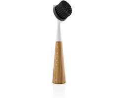 SOLO | Afwasborstel Eiken Nylon Wit | Moeiteloze afwasborstel voor hardnekkig vuil | Gemakkelijk schoon te maken en op te bergen | Afneembare opzetborstel | Wit