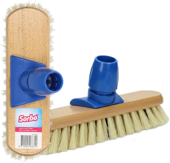Sorbo Luiwagen/Veger – 22 cm – Houten Bezem met Stevige Fiber Borstels – Voor Binnen- en Buitengebruik van Merkloos	