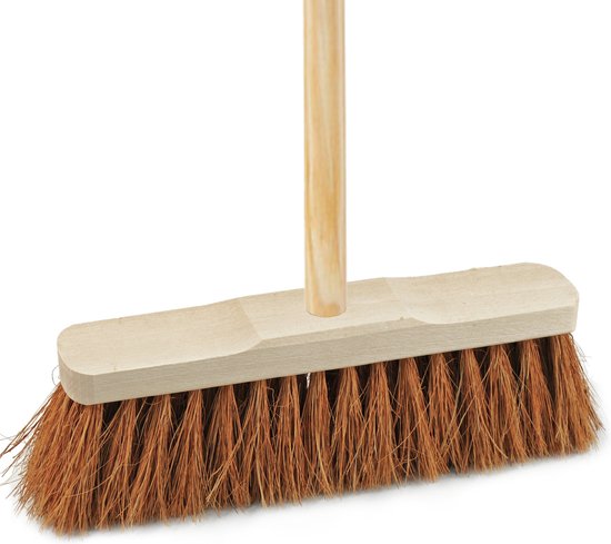 Sorex Bezem binnen - kokos - 40 cm - steel 150 cm - zachte bezem - kamerveger van Sorex
