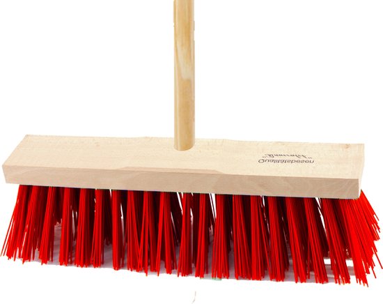 Sorex Bezem buiten - 40 cm - rood - steel 120 cm - harde bezem - straatbezem van Sorex