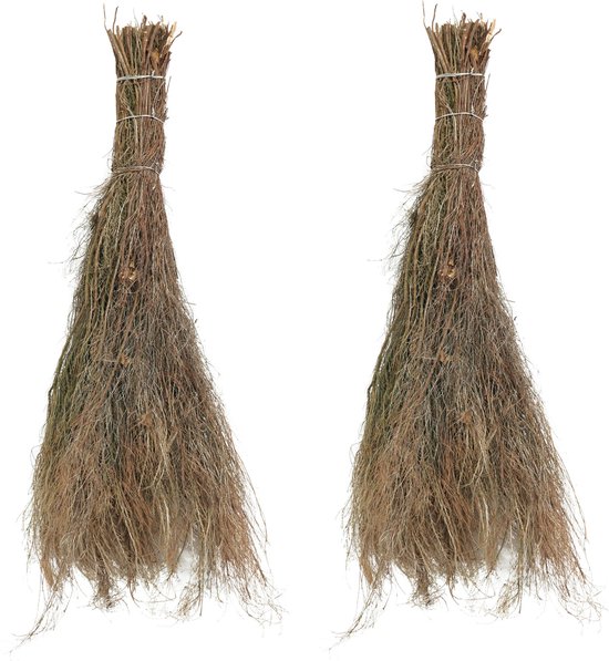 Sorex Gebonden takkenbezem - 2x stuks - van natuurtakken - 100 x 7 cm - bezem - voor buiten