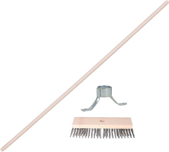 Sorex Staaldraad bezem - kop 30 cm - steel 120 cm - met metalen stokhouder - onkruid bezem - buiten