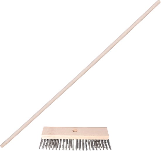 Sorex Staaldraad bezem - kop 30 cm - steel 120 cm - onkruid bezem - buiten van Sorex