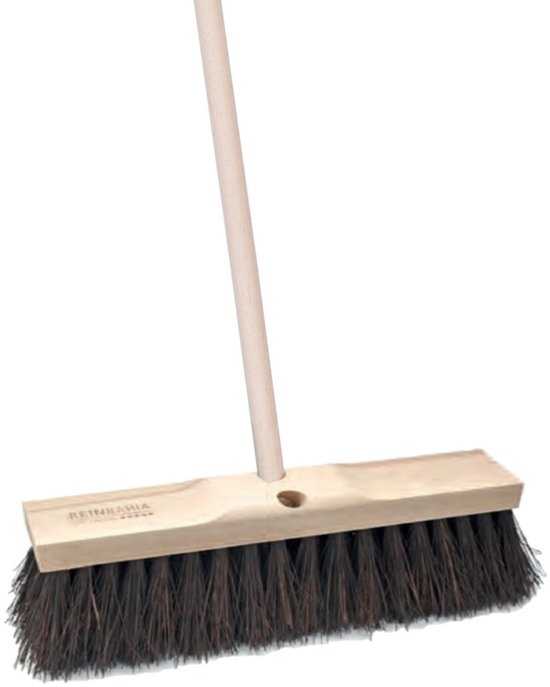 Sorex Straatbezem Bassin van hout - 60 cm - harde vezels - buitenbezem - Luxe kwaliteit - Steel 140 cm- Voor beton/keramische tegels - Geen krassen van Sorex
