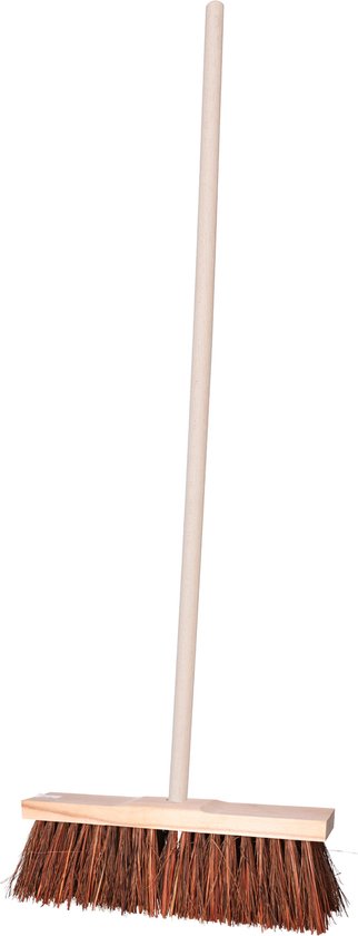 Sorex Straatbezem Natural voor buiten - Bezemkop 50 cm - met natuurvezels mix - Houten steel 130 cm van Sorex