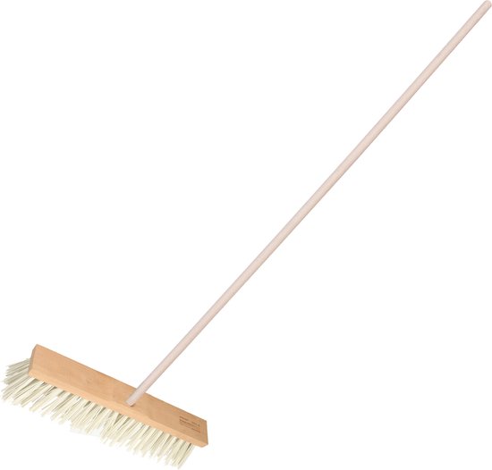 Sorex Straatbezem Rocky voor buiten gebruik - Kunstvezel kop 50 cm - wit - Houten steel 120 cm van Sorex