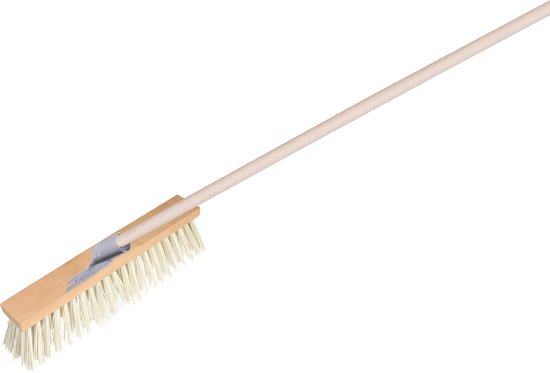 Sorex Straatbezem Rocky voor buiten gebruik - Kunstvezel kop 50 cm - wit - Houten steel 140 cm - metalen steelhouder van Merkloos	