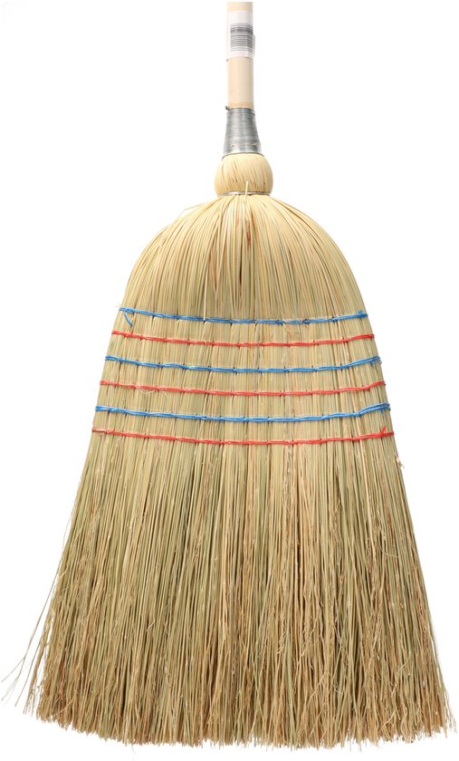 Sorex Stro bezem met houten Steel - 142 cm - binnen bezem - veel haren van Merkloos	