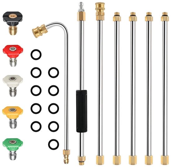 SOUQONE- Verlengstukset Uitschuifbaar Ontwerp - Hogedrukreiniger - 5 Sproeikoppen - Lichtgewicht - Duurzaam - Maximaal 4000 PSI - Hogedrukreinigeraccessoire
